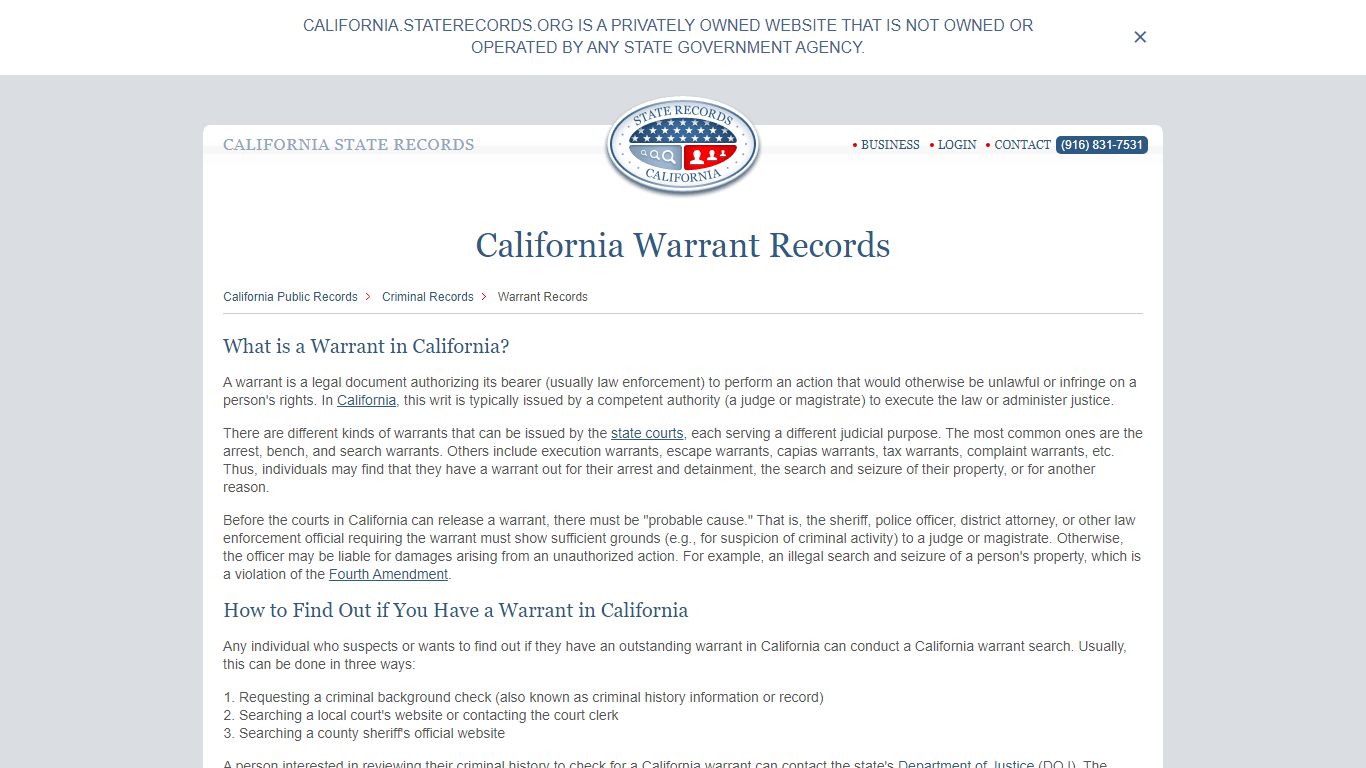 California Warrant Search | StateRecords.org